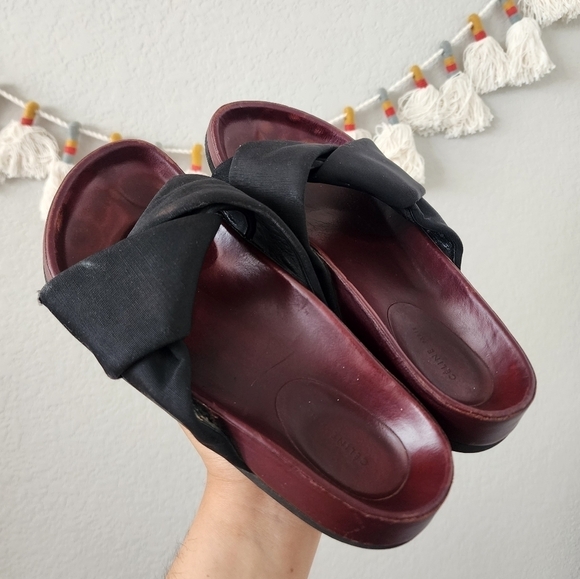 Celine Twist Knot Black Leather Slide Sandals Designer Beach Boho Classic 37 - Picture 3 of 13
